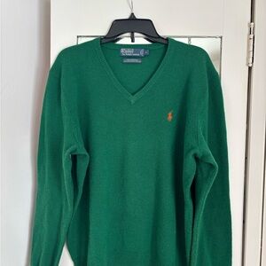 Ralph Lauren Men's V-Neck Sweater in Forest Green